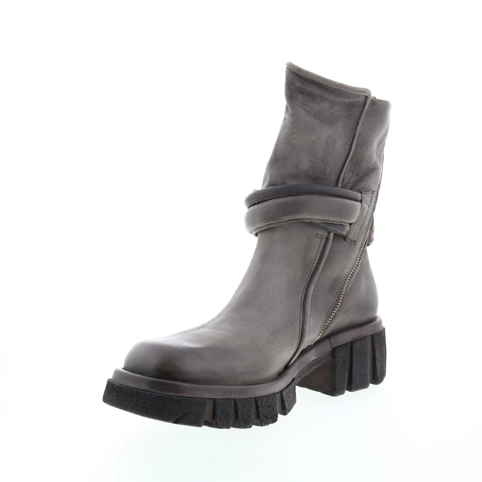 A.S.98 Hersh A82206-301 Womens Gray Leather Zipper Casual Dress Boots