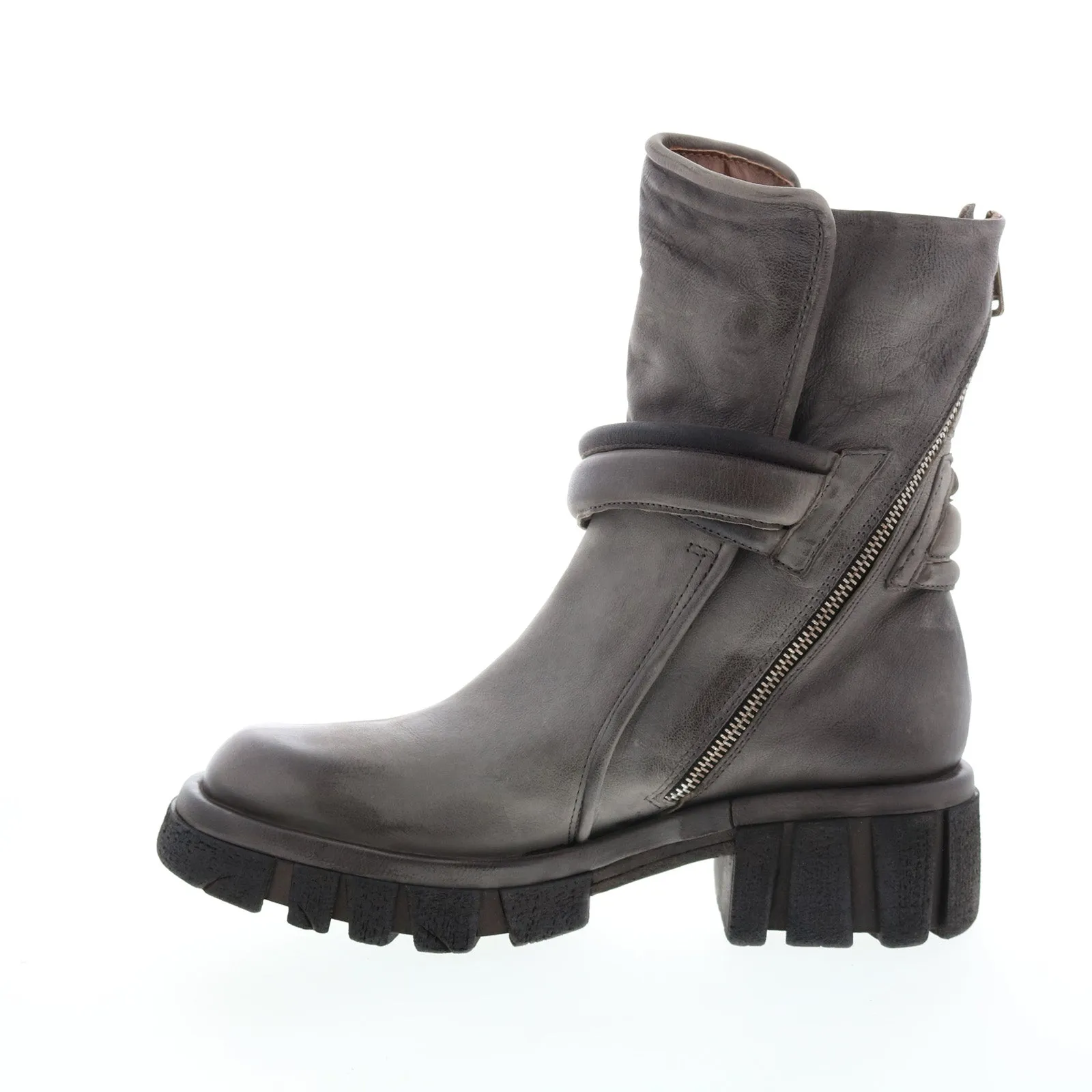 A.S.98 Hersh A82206-301 Womens Gray Leather Zipper Casual Dress Boots