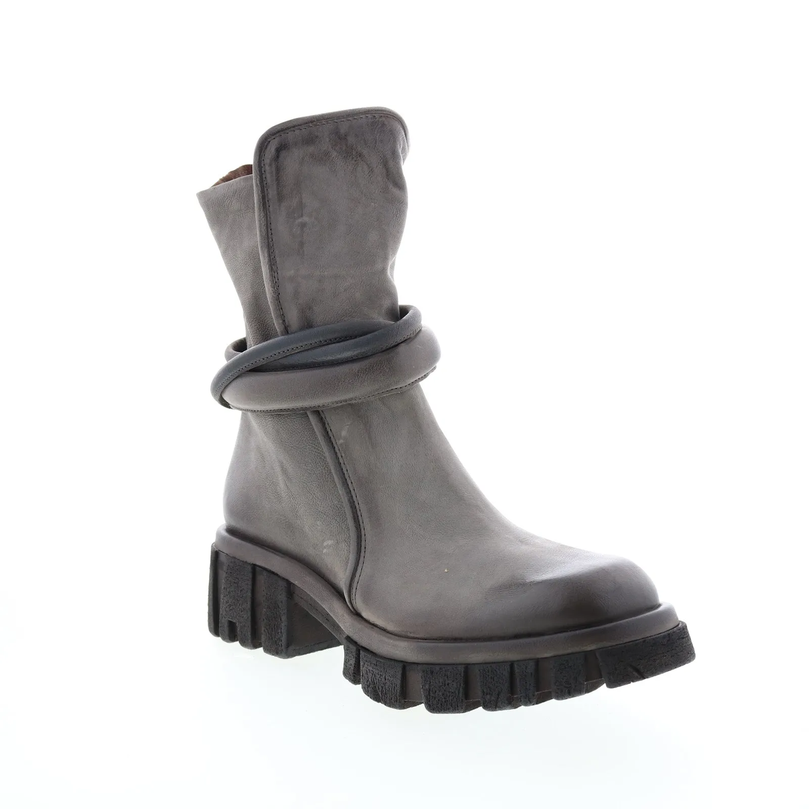 A.S.98 Hersh A82206-301 Womens Gray Leather Zipper Casual Dress Boots