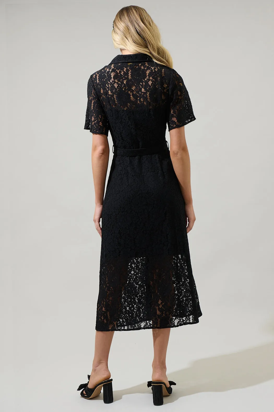 Carlini Lace Button Up Midi Dress
